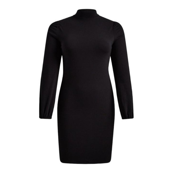 NEW TORRID Dress Plus Size 2X Mock Neck Mini Jersey Long Sleeve Bodycon Black - Picture 1 of 7